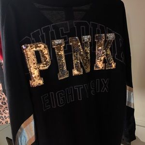 PINK LONGSLEEVE BLACK SHIRT